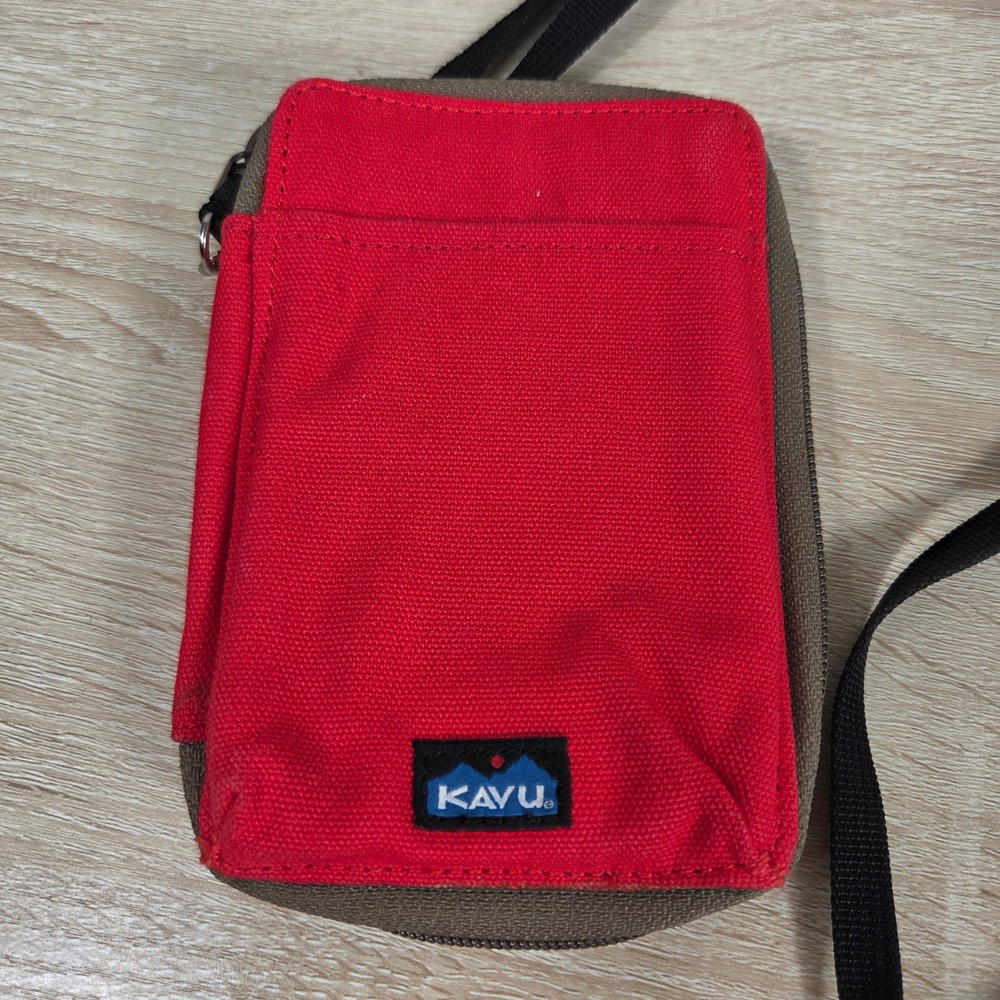 KAVU Go Time Red Canvas Crossbody Wallet ID Holder Travel Festival Bag